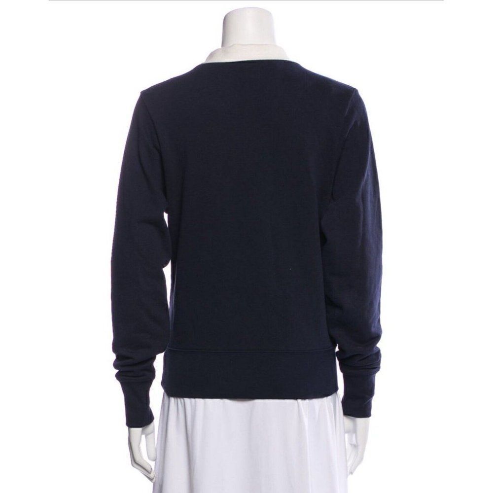 Frame Authentic Womens Navy Blue White Polo Long Sleeve Sweater Top Xs - Picture 3 of 9